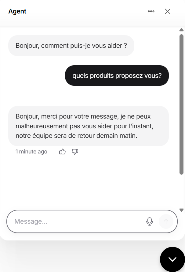 Interface Chatbot standard frustrante